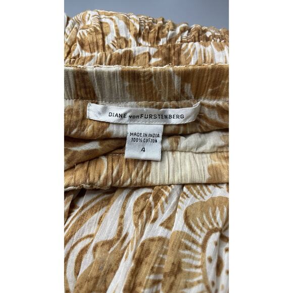 Diane Von Furstenberg Floral Silk Sleeveless Dress Yellow Cream Womens Size 4 - Picture 9 of 13